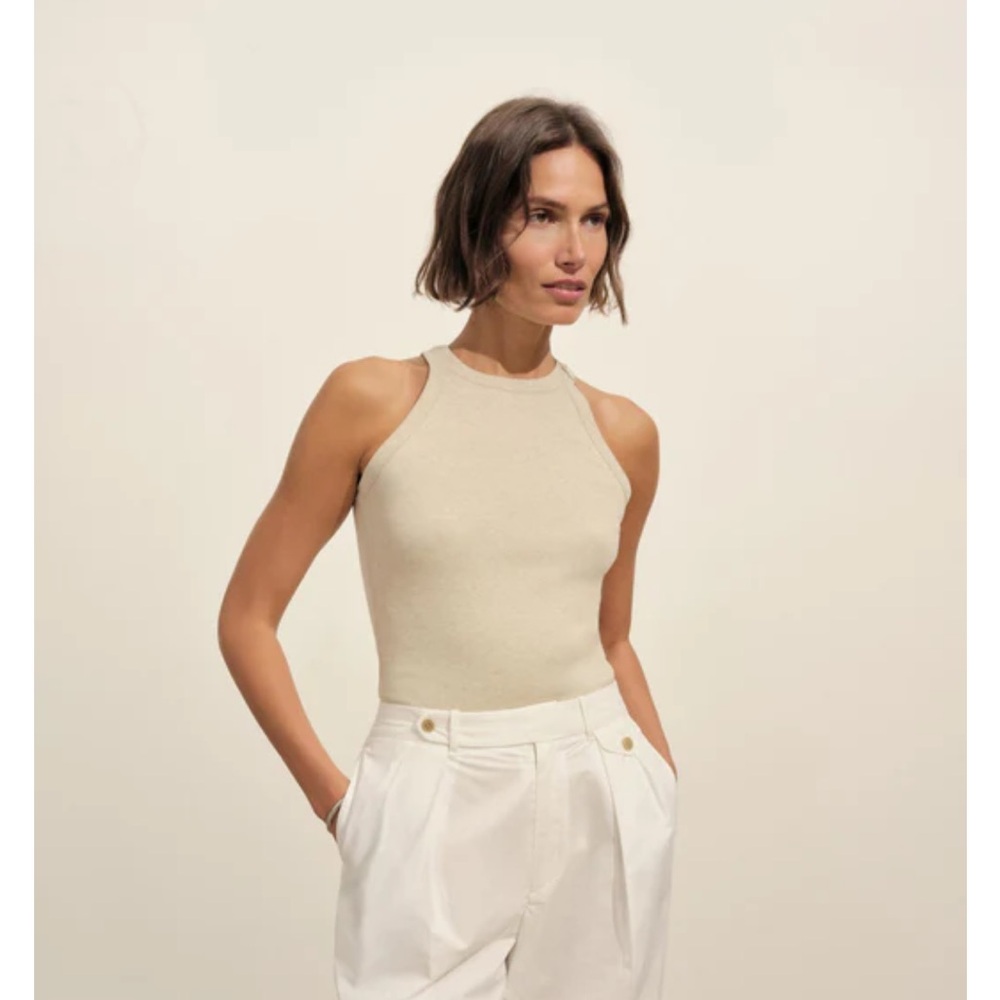 Buck Mason Cream Fitted Sleeveless Tank Top